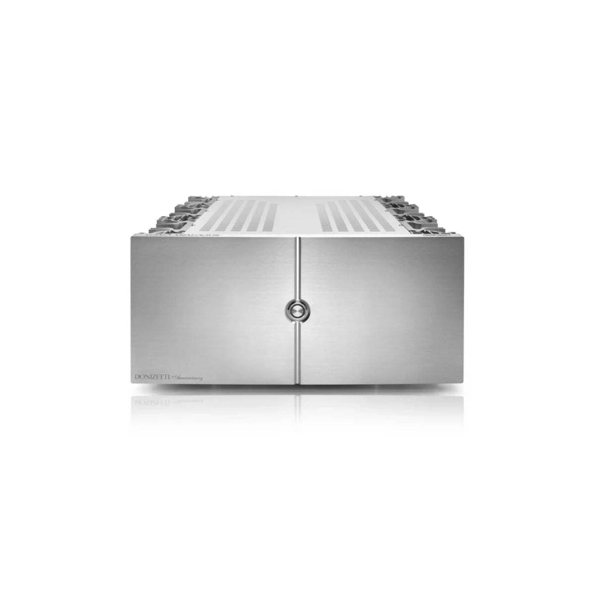 An image of Audio Analogue's Donizetti Aanniversary 250W amplifier in silver finish.